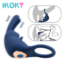 IKOKY 10 Speeds Vibrating Cock Rings Clitoris Stimulation Massager Vibrator Male Delay Ejaculation Penis Ring Sex Toy for Men 2024 - buy cheap