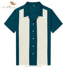 SISHION Summer Vintage Turn-Down Collar Patchwoak Men Shirt QY0407 Punk Style Short Sleeve 3XL Cotton Shirts 2024 - buy cheap