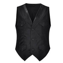 Chaleco de traje Victoriano de un solo pecho para hombre, ropa gótica sin mangas con brocado Floral, cuello en V, estilo Steampunk 2024 - compra barato