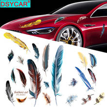 Dsycar adesivo de carro desenhos animados 3d, engraçado, penas coloridas, decalque, capa de vinil, corpo, riscado, estilo de carro, acessórios de motocicleta, 1 peça 2024 - compre barato