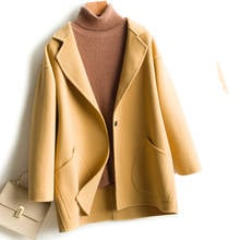 2022 Autumn Winter Loose Medium Long Double Sided Cashmere Wool Jacket Women Outwear Korean Office Lady Single Button Wool Coat 2024 - buy cheap