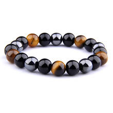 Abalorio ojo de tigre de piedra Natural para hombre, pulsera de hematita de obsidiana, Rock, Hip-Hop, cultura urbana, joyería de moda 2024 - compra barato