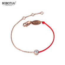 Bobotuu pulseiras e braceletes de cristal cz clássico de aço titânio com corda vermelha e pulseira de ligação bb17061 2024 - compre barato