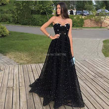 Black Muslim Evening Dresses A-line Sweetheart Beading Sleeveless Dubai Saudi Arabic Long Evening Gown Prom Dress 2024 - buy cheap