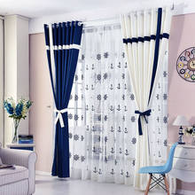 Cortinas de tule para sala estar jantar quarto blackout cor sólida branco azul hotel cafe cortina estilo simples 2024 - compre barato