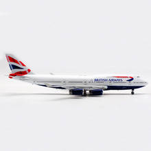 Avión de la línea aérea británica B747 a escala 1:200, modelo de B747-400 con base de aterrizaje, aleación para niños, regalos de colección 2024 - compra barato