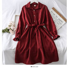 Vestido de invierno elegante con cuello vuelto, manga larga, fajas finas, cintura alta, vino rojo, azul, suelto, Vintage 2024 - compra barato