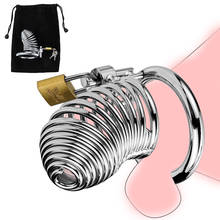 Male Stainless Steel Cock Cage Penis Ring Chastity Device catheter with Stealth New Lock Adult Sex Toy Cock Cage Lock Adult Game 2024 - buy cheap