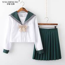 Юбки плиссированные в японская школьная форма стиле, униформа JK для девочек старших классов, милая зеленая Матросская одежда для косплея в Корейском стиле 2024 - купить недорого