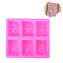 1PCS Honey Bee Silicone Soap Mold diy Handmade Craft 3D Soap Mold Silicone Rectangular 6 Forms Soap Molds For Soap Making 2024 - buy cheap