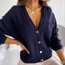 Women Solid Color Deep V Neck Pocket Single-breasted Blouse Long Sleeve Pullover 2024 - buy cheap