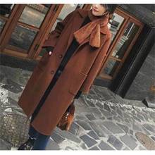 2019 autumn and winter new ladies fashion was thin large size long woolen coat 2024 - buy cheap