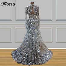 Middle East Luxury Long Evening Dresses With Sequins Vestidos 2020 Turkish Prom Dress New Dubai Arabic Celebrity Gowns Kaftans 2024 - buy cheap