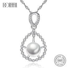 DOTEFFIL-collar con colgante de perlas de circonita para mujer, cadena de plata 925, joyería de perlas naturales de agua dulce, eslabones, regalo para fiesta 2024 - compra barato