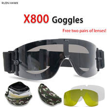 Защитные очки военные тактические очки армейские очки для страйкбола пейнтбола стрельбы ветрозащитные мужские защитные очки X800 2024 - купить недорого