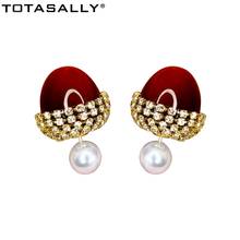TOTASALLY Quality Party Show Earrings for Women Classic Cherry Rhinestone Simulated Pearl Statement Earring Anti-allergy Jewelry 2024 - buy cheap