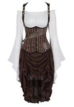 Corset Bustiers with Pirate Skirt and Blouse Tight Lace Vest Striped Korsage Sexy 3 Piece Carnival Party Costumes Steampunk 2024 - buy cheap