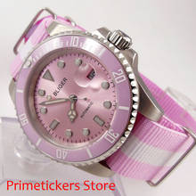 40mm BLIGER pink dial date sapphire crystal automatic movement women watch nylon strap 2024 - buy cheap