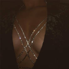 Brilhante cheia de cristal strass peito corrente dourada prata criss cruz sutiã sexy mulheres festa clube moda corrente do corpo 2024 - compre barato