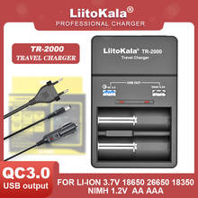 LiitoKala TR-2000 3.7V 18650 26650 21700 18350 14500 1.2V AA AAA Battery Charger And QC3.0 USB Output Travel Charger 2024 - buy cheap