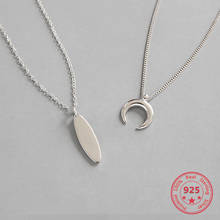 100% S925 Sterling Silver Necklace Moon Shape Long Strip Combination Glossy Simple Fashion Ladies Chain Jewelry 2024 - buy cheap