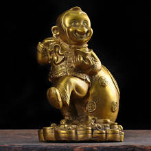 WU CHEN LONG Monkey Sculpture Chinese Zodiac Monkey Statue Animal Figurine Brass Art&Craft Home Feng Shui Decoration R2662 2024 - buy cheap