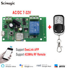 Módulo de receptor para controle remoto, sem fio, inteligente, 5v, 7-32v, ewelink app, transmissor de conexão wi-fi, 433mhz, controle remoto 2024 - compre barato
