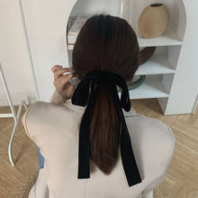 Elegant Fashion Headwear Handmade Velvet Long Hairband Elastic Hair Rope Ponytail Holder Bow Ribbon Hair Accessories 2024 - buy cheap