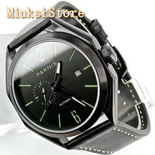 Мужские механические часы Parnis 43 мм, черный PVD чехол, сапфировое стекло, черный циферблат, дата 21, драгоценности, Miyota Move, Мужские автоматические часы 2024 - купить недорого