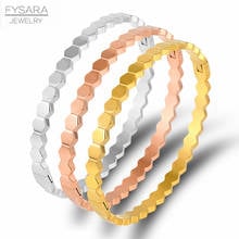 FYSARA-brazaletes cuadrados de rombos de acero inoxidable para hombre y mujer, brazaletes finos de Color oro rosa 2024 - compra barato