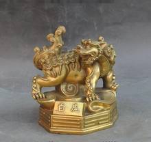 Lucky China Folk Fengshui Brass Animal Evil spirits God Beast White Tiger Statue 2024 - buy cheap