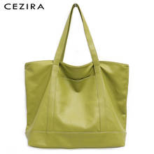 CEZIRA Large Tote Bag For Women Fashion Vegan Leather Shoulder Bags Ladies Casual PU Leather Handbags Female Daily Shopping Bags 2024 - buy cheap