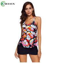 Bikini 2019 Two Piece Tankini Swimsuits Women Swimwear Vintage Print Plus Size Swimwear Bathing Suit Short skirt Swimming XXXL 2024 - buy cheap