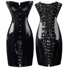 Gothic Sexy Shiny Long Leather Wetlook Off Shoulder Bodycon Dress PVC Latex Corset Dress Party Night Club Vestidos 2024 - buy cheap