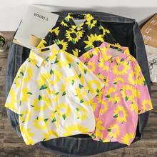 Summer Sunflower Printed Hawaiian Beach Shirt for Men 2020 Short Sleeve 3XL Aloha Shirts Mens Holiday Vacation Clothing Chemise 2024 - buy cheap
