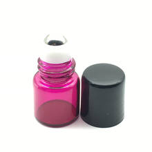 10pcs Refillable Mini Roll On 1ml Glass Bottles for Essential Oils Perfume Rose-red Roller Vial 2024 - buy cheap