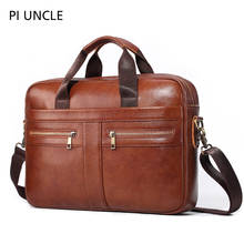 Genuine Leather Male Briefcase 14 inch Laptop Computer Bag For Man Luxury Messenger Shoulder Crossbody Bag Vintage Leather Brand 2024 - buy cheap