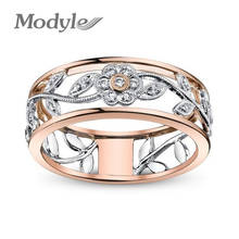 Modyle-anillo de acero inoxidable con forma de flor y sol para mujer, sortija, Color oro rosa, cristales, estrás, joyería 2024 - compra barato