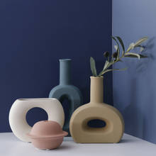 Скандинавская керамическая ваза для украшения интерьера, креативные модели, модель для гостиной, Цветочная композиция, геометрическое искусство, декоративная ваза для цветов ZM 2024 - купить недорого
