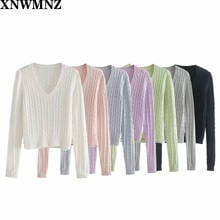 XNWMNZ Womens Stylish Sweaters New Fashion Style V-Neck Solid Ladies Pullovers Female Knitted Long Sleeve Pulls Jumpers Autumn 2024 - buy cheap