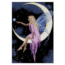 Amishop Top Quality Beautiful Lovely Counted Cross Stitch Kit Purple Moon Fairy Goddess At Night Sky 2024 - buy cheap