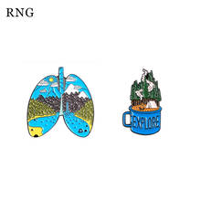 RNG double leaf lung cartoon metal enamel pin body lung pin landscape blue sky sun cloud tent tree personality Jewelry Pin Badge 2024 - buy cheap
