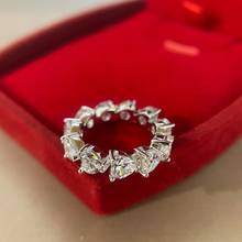 Marca de luxo feminino anel festa de casamento cheio diamantes anel senhoras s925 prata anéis aniversário jóias finas para meninas 2024 - compre barato