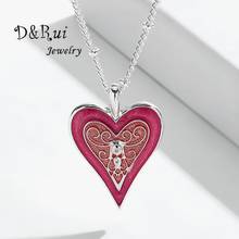 Ladies Red Enamel Heart Pendants Necklaces for Women Fashion Alloy Love Chain Choker Necklace  Jewelry Pendant Link Charm Lover 2024 - buy cheap