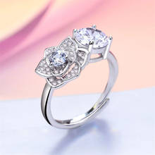 Изысканные циркониевые кольца с цветами для девочек, ювелирные изделия, блестящие CZ Аксессуары из лотоса, женское модное кольцо на палец, регулируемое дамское кольцо на день рождения 2024 - купить недорого