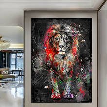 Pintura abstracta colorida de León, cuadro de arte de pared de Animal moderno, póster, lienzo, decoración del hogar 2024 - compra barato