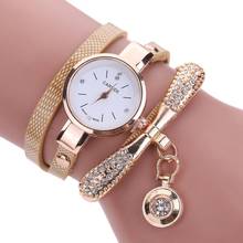 Relógio feminino pulseira bracelete, relógio de pulso feminino analógico quartz couro cristais