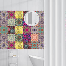 Pegatinas de azulejos de pared de mosaico de estilo Mandala, pegatina de pared de línea de cintura, adhesivo de cocina, baño, papel tapiz de PVC impermeable 2024 - compra barato