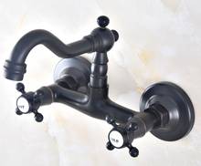 Black Oil Rubbed Antique Brass Bathroom Kitchen Sink Basin Faucet Mixer Tap Swivel Spout Wall Mounted Dual Cross Handles mnf458 2024 - buy cheap