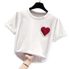 gkfnmt Embroidery Love T shirt Women Clothes 2021 Summer Tops Female Tshirt White Tee Shirt Femme Short Sleeve Cotton Tops Black 2024 - buy cheap